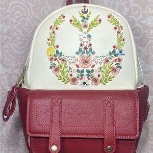 Very Rare Find! Loungefly NWT Star Wars Disney Droid Floral Rebel Mini Backpack